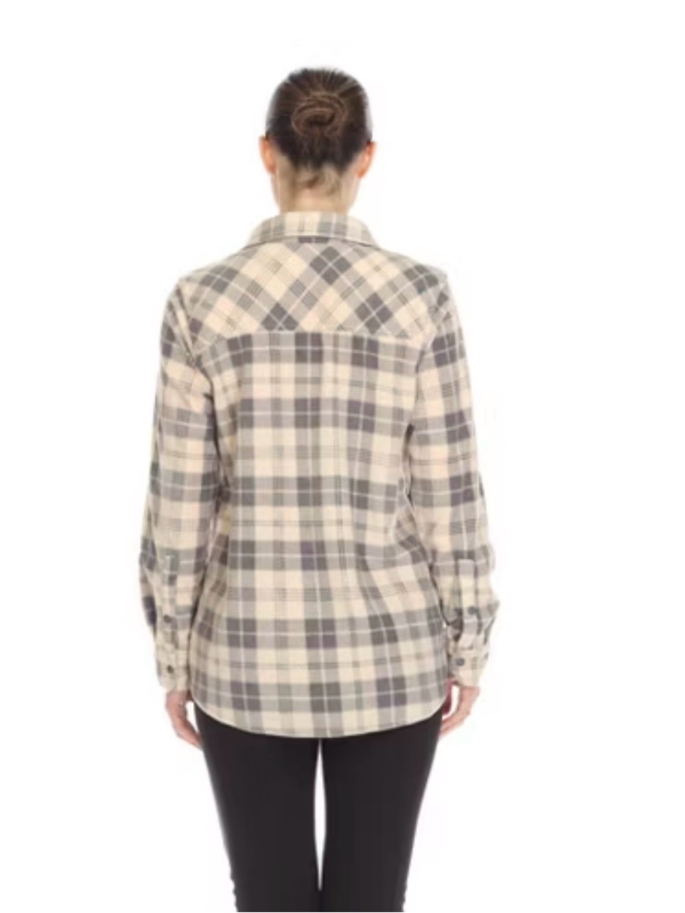 ONeill Soft Fleece Plaid Long Sleeve Snap Shirt Womens Large Pink Grey Pockets - Picture 5 of 13